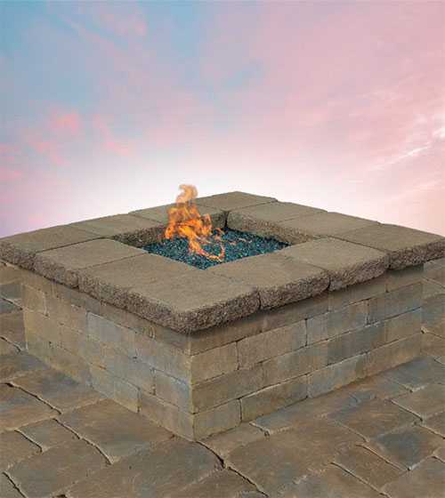 Cambridge Olde English Square Firepit - Toffee Onyx color