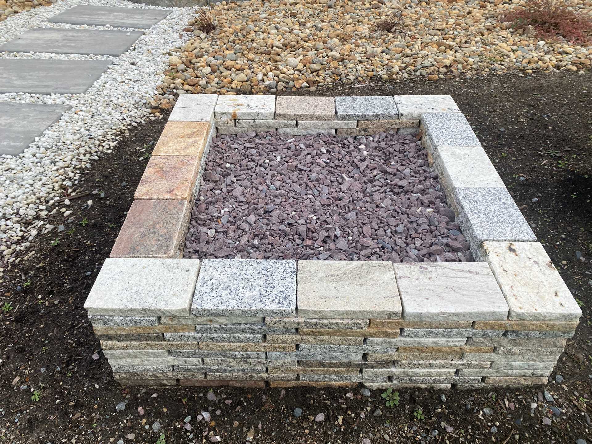 Recycled Granite Square Firepit - Everest Color